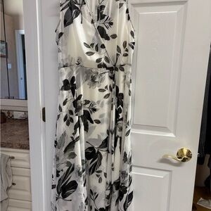 Calvin Klein Monochrome Leaf Print Maxi Dress